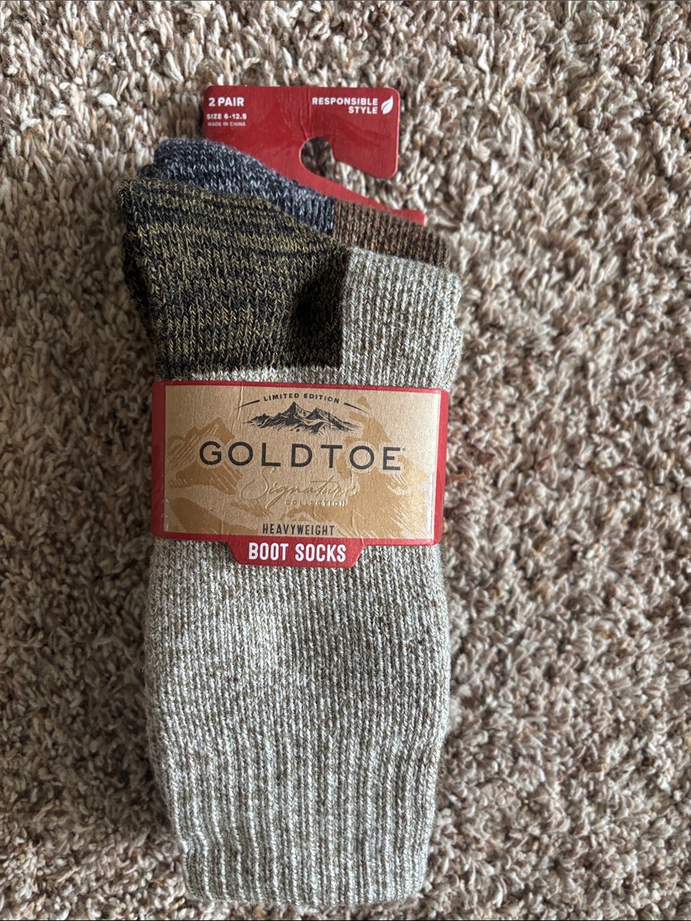 Gold Toe Heavyweight Boot Socks - Tan & Brown (2-Pack)